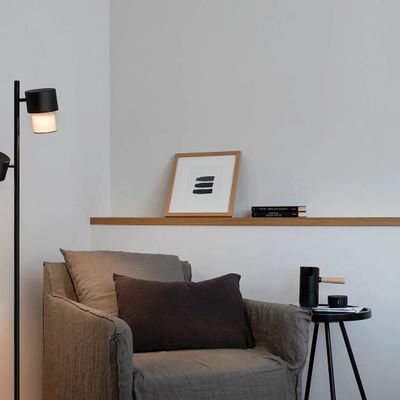 Lampadaires - KAN lampadaire en noir avec 2 abat-jours - LUXCAMBRA