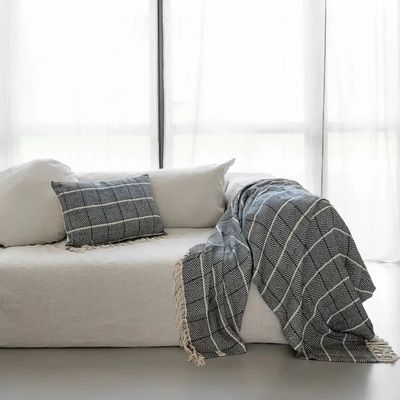 Throw blankets - CANYON linen and cotton plaid 135x200 cm - BED AND PHILOSOPHY