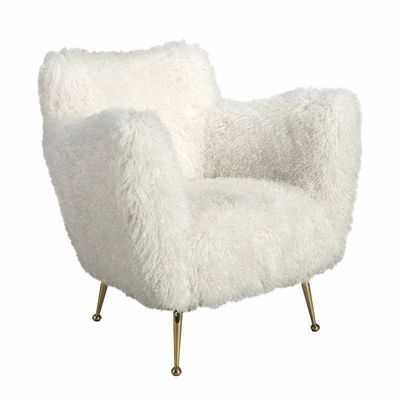 Armchairs - White long pile fabric armchair - ANGEL CERDÁ