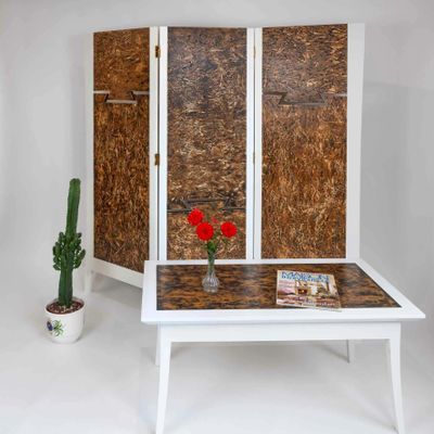 Objets design - Ensemble table et Paravent - VITRAIL