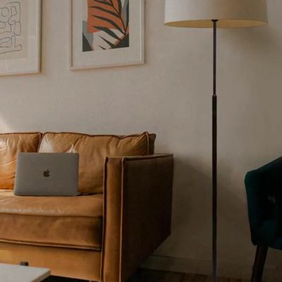Floor lamps - NAUTIC floor lamp with white cotton or black cotton lampshade - LUXCAMBRA