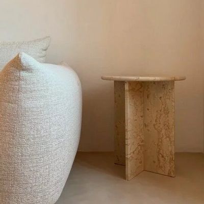 Autres tables - Table d’appoint table de chevet en marbre travertin bout de canapé - GIPSY HOME
