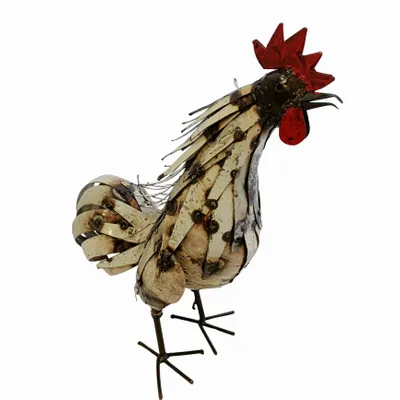 Outdoor decorative accessories - Recycled Metal Rooster Sculpture 45cm - TERRE SAUVAGE