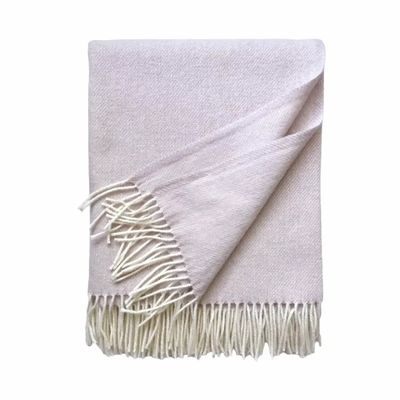 Throw blankets - Wool blanket plaid, Uni Pale Pink - WOOL ONLY BY JOWOLLINA