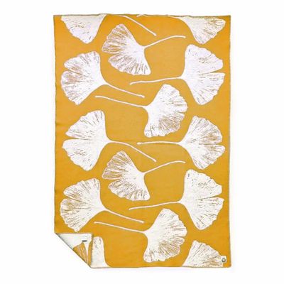 Plaids - Plaid couverture en laine, Ginkgo Ocre - WOOL ONLY BY JOWOLLINA