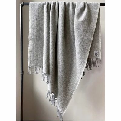 Throw blankets - Wool blanket plaid, Uni Anthracite Melange - WOOL ONLY BY JOWOLLINA