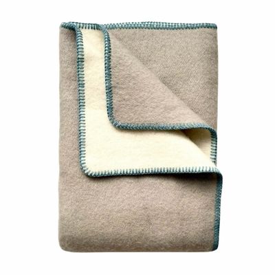 Plaids - Plaid couverture en laine, Bleu Gris Sable - WOOL ONLY BY JOWOLLINA