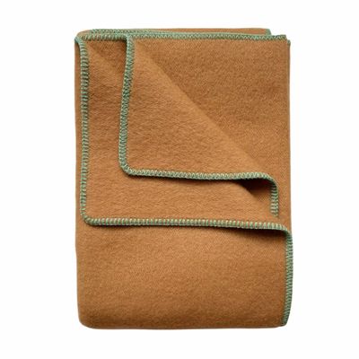 Throw blankets - Wool blanket plaid, Double Camel - WOOL ONLY BY JOWOLLINA