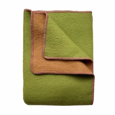 Throw blankets - Wool blanket plaid, Green Camel Pink - WOOL ONLY BY JOWOLLINA