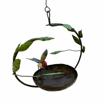 Accessoires de déco extérieure - Porte Graine Métal Recyclé Chardonneret 20cm - TERRE SAUVAGE
