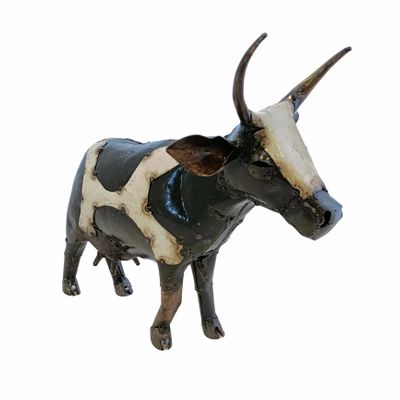 Accessoires de déco extérieure - Sculpture Métal Recyclé Vache 40cm - TERRE SAUVAGE