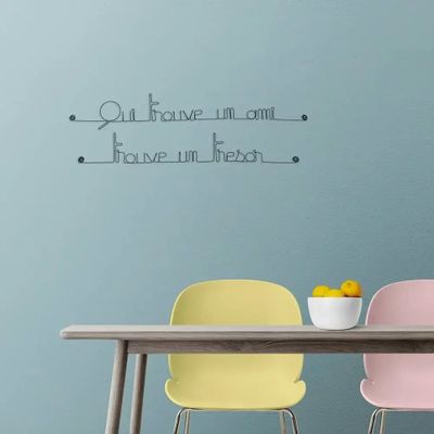 Autres décorations murales - Citation en fil de fer " Qui trouve un ami trouve un trésor - BIJOUX DE MUR