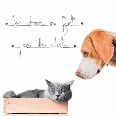 Other wall decoration - Déco Murale en fil de fer " Les chiens ne font pas des chats - BIJOUX DE MUR