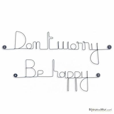 Autres décorations murales - Déco murale fil de fer "Don't worry be happy" - BIJOUX DE MUR