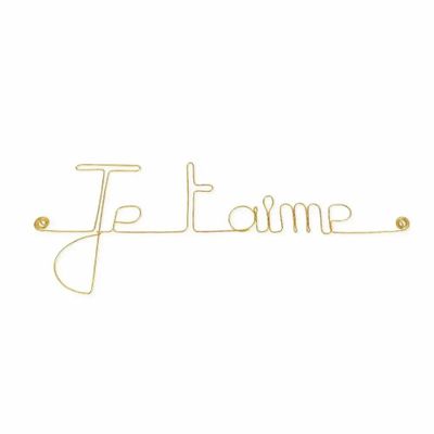 Autres décorations murales - Décoration murale en fil de Laiton Doré " Je t'aime " - BIJOUX DE MUR