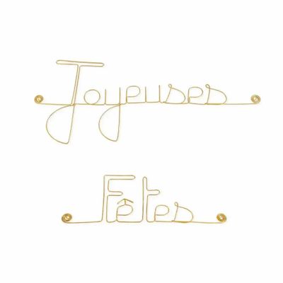 Other wall decoration - Gold Brass Wire Wall Decor - Happy Holidays - BIJOUX DE MUR