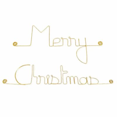 Other wall decoration - Décoration Murale en Fil de Laiton Doré - Merry Christmas - BIJOUX DE MUR