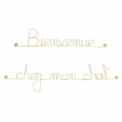 Other wall decoration - Welcome to my cat's gold-plated brass wall decoration - BIJOUX DE MUR