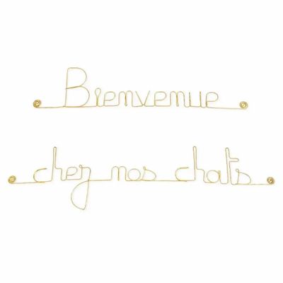 Autres décorations murales - Décoration Murale en laiton doré " Bienvenue chez nos chats" - BIJOUX DE MUR