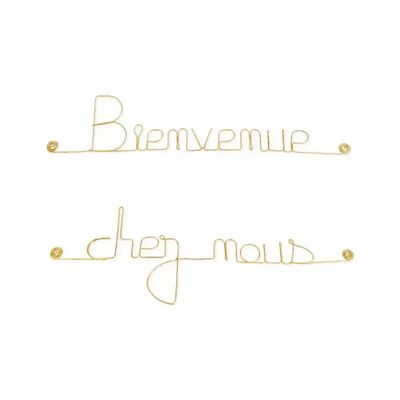 Other wall decoration - Wall decoration Golden brass wire "Welcome to our home" - BIJOUX DE MUR