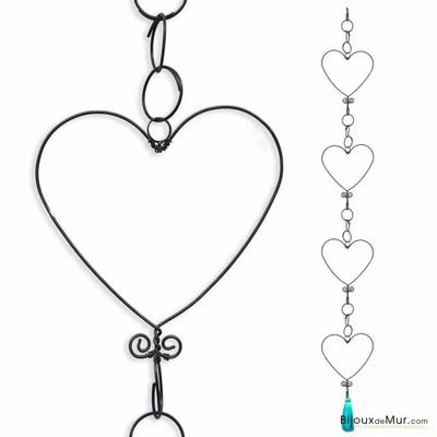 Other wall decoration - Wire garland - Heart - Blue - to hang - BIJOUX DE MUR