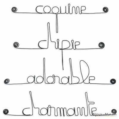 Other wall decoration - Set of small wire messages - GIRL: Adorable, - BIJOUX DE MUR