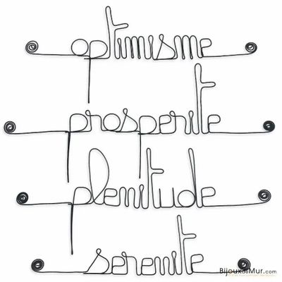Other wall decoration - Set of small wire words - POSITIVE - BIJOUX DE MUR