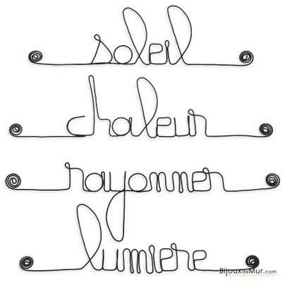 Other wall decoration - Lot de petits mots en fil de fer - SOLEIL - BIJOUX DE MUR