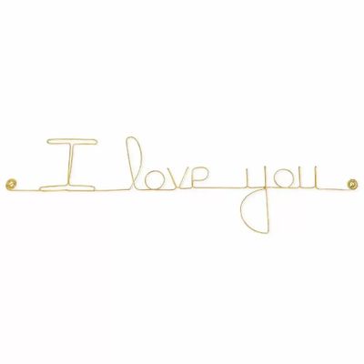 Other wall decoration - Valentine's Day Love Message in Gold Brass Wire "I love you" - BIJOUX DE MUR