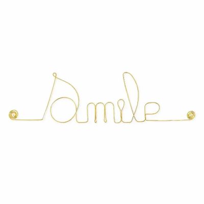 Autres décorations murales - Mot en fil de Laiton Doré " Smile " - Décoration Murale - BIJOUX DE MUR