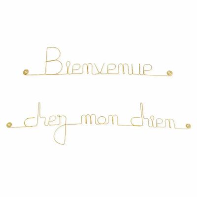 Other wall decoration - Gold-plated brass word "Welcome to my dog's house" - Decoration - BIJOUX DE MUR