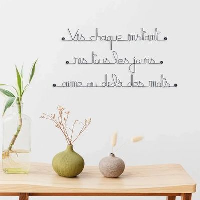Other wall decoration - Phrase en fil de fer " Vis, ris, aime au delà des mots ... " - BIJOUX DE MUR