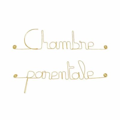 Other wall decoration - Door sign in gold-plated brass wire "Master bedroom" - BIJOUX DE MUR