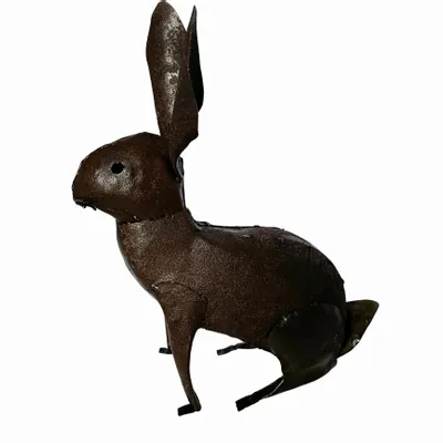 Outdoor decorative accessories - Recycled Metal Rabbit Sculpture 16/35cm - TERRE SAUVAGE
