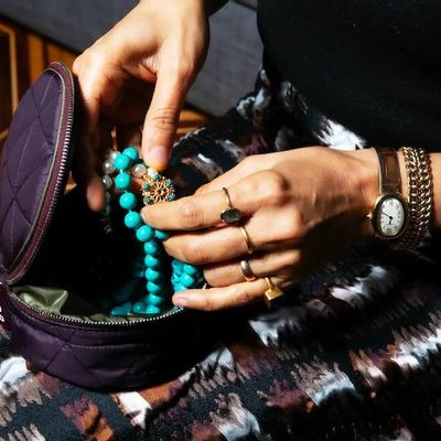 Bijoux - Sac à bijoux rond zippé violet matelassé et olive - LIPP