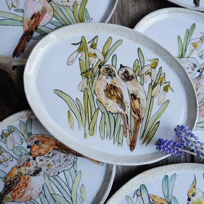 Plats et saladiers - Assiettes ovales en porcelaine artisanale - JANE AND MERY