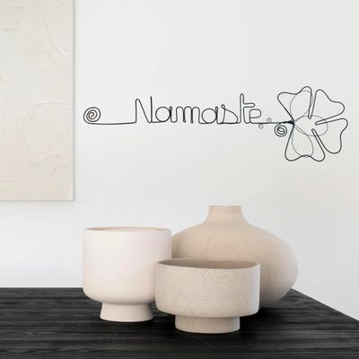 Autres décorations murales - Fleur de Trèfle - "Namaste" - Décoration murale fil de fer - BIJOUX DE MUR