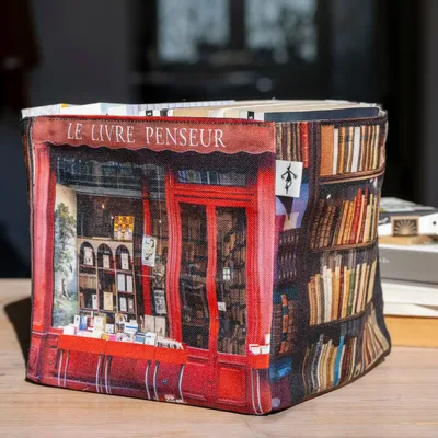 Homewear - Decorative storage box, vintage Paris bookstore Le livre penseur - MARON BOUILLIE