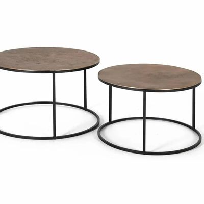 Tables basses - Lot de 2 tables en métal et cuivre - GINER Y COLOMER