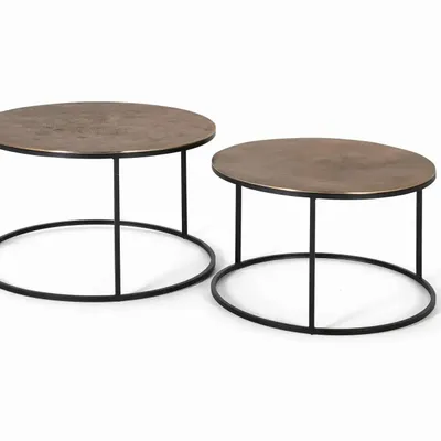 Tables basses - Lot de 2 tables en métal et cuivre - GINER Y COLOMER