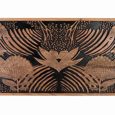 Lits - Tête de lit en bois d'acacia naturel et noir - GINER Y COLOMER