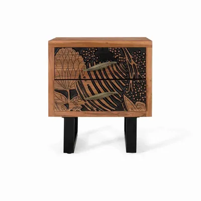 Night tables - Acacia wood and metal bedside table - GINER Y COLOMER