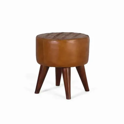 Tabourets - Tabouret rond recouvert de cuir bovin - GINER Y COLOMER