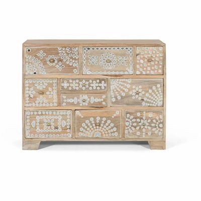 Commodes - Commode à dix tiroirs en bois de manguier - GINER Y COLOMER
