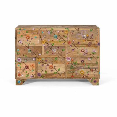 Commodes - Commode avec 10 tiroirs sculptés à la main en bois de manguier - GINER Y COLOMER