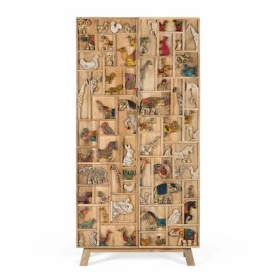 Wardrobe - Hand painted mango wood cabinet - GINER Y COLOMER