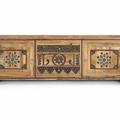 TV stands - Handcrafted TV cabinet in mango wood 150cm - GINER Y COLOMER