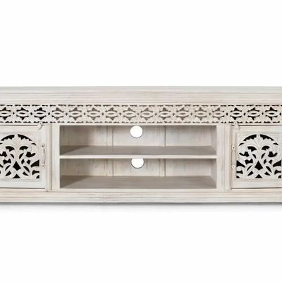 Meubles TV - Meuble TV en bois manguier blanc vieilli - GINER Y COLOMER