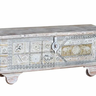 Boîtes de rangement - Coffre en bois de manguier blanc vieilli - GINER Y COLOMER