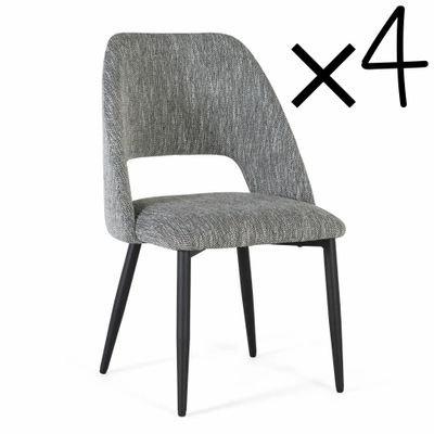 Chairs - Set of 4 chairs in gray fabric and metal - GINER Y COLOMER